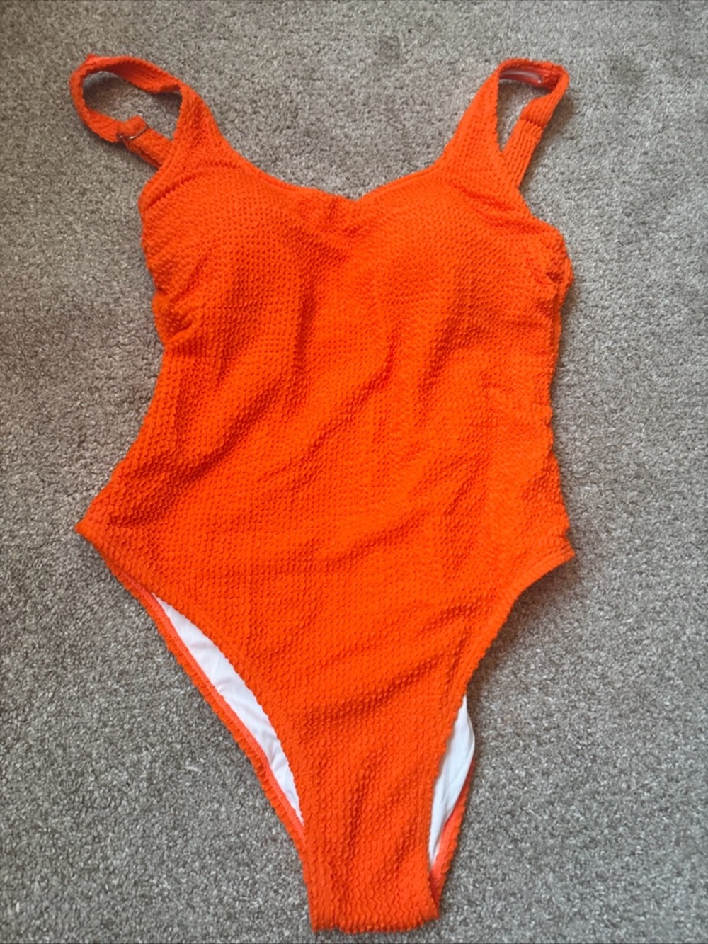 Bright Orange Textured One-Piece Swimsuit